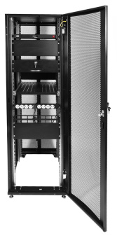 Шкаф серверный ЦМО (ШТК-СП-42.6.10-48АА-9005) напольный 42U 600x990мм пер.дв.перфор. 2 бок.пан. задн.дв.перфор.2-хст. направл.под закл.гайки 1350кг черный 683мм 141кг 120град. 1950мм IP20 сталь - купить недорого с доставкой в интернет-магазине