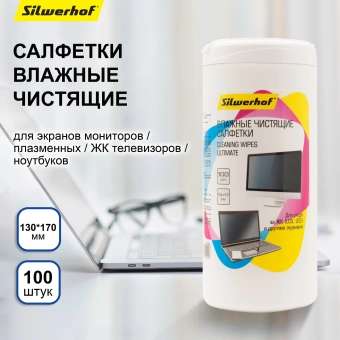 Салфетки Silwerhof Ultimate для экранов мониторов/плазменных/ЖК телевизоров/ноутбуков туба 100шт влажных - цена, купить или заказать с доставкой в интернет-магазине Салфетки Silwerhof Ultimate для экранов мониторов/плазменных/ЖК телевизоров/ноутбуков туба 100шт влажных - купить недорого с доставкой в интернет-магазине