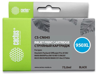 Картридж струйный Cactus CS-CN045 №950XL черный пигментный (73мл) для HP DJ Pro 8100/8600 с чипом - купить недорого с доставкой в интернет-магазине