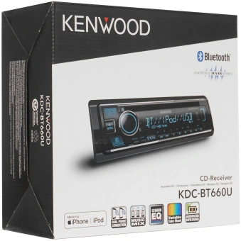 Автомагнитола Kenwood KDC-BT660U 1DIN 4x45Вт v4.2 DSP 3 RDS - купить недорого с доставкой в интернет-магазине