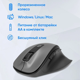 Мышь Оклик 504MW черный/серый оптическая (1600dpi) silent беспроводная USB (6but) - купить недорого с доставкой в интернет-магазине