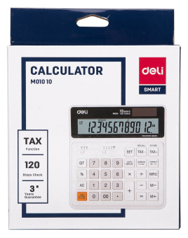 Калькулятор бухгалтерский Deli EM01010 белый 12-разр. - купить недорого с доставкой в интернет-магазине