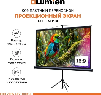 Экран Lumien 88" 115x200см Eco Picture LEV-100114 16:9 напольный натяжной белый - купить недорого с доставкой в интернет-магазине
