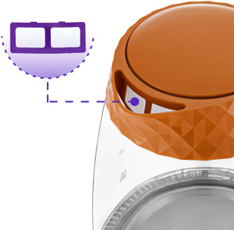 Чайник электрический Kitfort КТ-6123-4 2л. 2200Вт оранжевый корпус: стекло/металл/пластик - купить недорого с доставкой в интернет-магазине