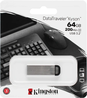 Флеш Диск Kingston 64GB DataTraveler Kyson DTKN/64GB USB3.2 серебристый/черный - купить недорого с доставкой в интернет-магазине