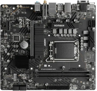 Материнская плата MSI B760M BOMBER WIFI Soc-1700 Intel B760 2xDDR5 mATX AC`97 8ch(7.1) 2.5Gg+VGA+HDMI+DP - купить недорого с доставкой в интернет-магазине