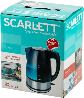 Чайник электрический Scarlett SC-1020 2.2л. 2200Вт черный корпус: пластик (1020) - цена, купить или заказать с доставкой в интернет-магазине Чайник электрический Scarlett SC-1020 2.2л. 2200Вт черный корпус: пластик (1020) - купить недорого с доставкой в интернет-магазине