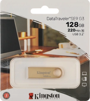 Флеш Диск Kingston 128GB DataTraveler SE9 DTSE9G3/128GB USB3.0 золотистый - купить недорого с доставкой в интернет-магазине