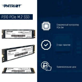 Накопитель SSD Patriot PCIe 3.0 x4 960GB P310P960GM28 P310 M.2 2280 - купить недорого с доставкой в интернет-магазине