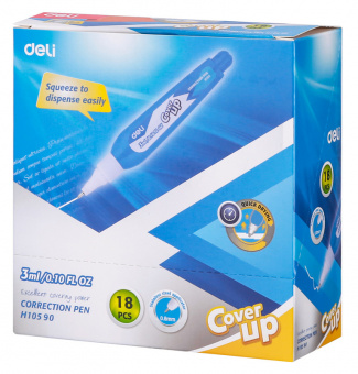 Ручка корректор Deli EH10590 голубой корпус белый 3мл дисплей картонный - купить недорого с доставкой в интернет-магазине