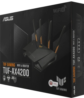 Роутер беспроводной Asus TUF-AX4200 AX4200 10/100/1000/2500BASE-TX/4G ready черный - купить недорого с доставкой в интернет-магазине