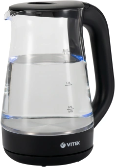 Чайник электрический Vitek VT-8803 1.7л. 2200Вт черный корпус: стекло - купить недорого с доставкой в интернет-магазине