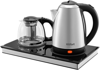 Чайный набор Kitfort КТ-6779 1.8л. 1500Вт черный/нержавеющая сталь корпус: нерж.сталь/стекло/пластик - купить недорого с доставкой в интернет-магазине