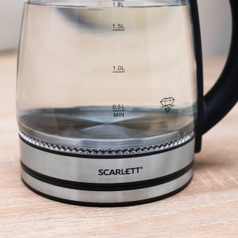 Чайник электрический Scarlett SC-EK27G103 1.8л. 1800Вт сталь/черный корпус: стекло/металл/пластик - купить недорого с доставкой в интернет-магазине