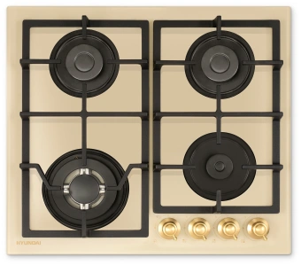 Газовая варочная поверхность Hyundai HHG 6436 BE бежевый - купить недорого с доставкой в интернет-магазине