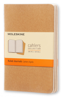 Блокнот Moleskine CAHIER JOURNAL QP411 Pocket 90x140мм обложка картон 64стр. линейка бежевый (3шт) - купить недорого с доставкой в интернет-магазине