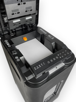 Шредер Heleos АП55-4 черный с автоподачей (секр.P-4) фрагменты 400лист. 55лтр. скрепки скобы пл.карты - купить недорого с доставкой в интернет-магазине