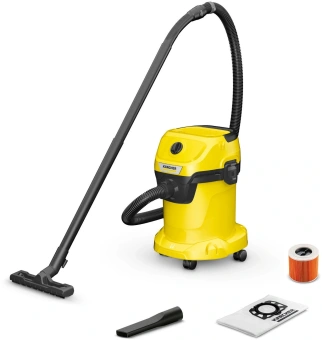 Строительный пылесос Karcher WD 3 V-17/4/20 1000Вт (уборка: сухая/влажная) желтый - купить недорого с доставкой в интернет-магазине