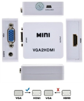 Переходник аудио-видео Premier 5-982 VGA (f)/HDMI (f)/Jack 3.5 (m) белый - купить недорого с доставкой в интернет-магазине