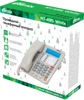 Телефон проводной Ritmix RT-495 белый/серый - купить недорого с доставкой в интернет-магазине