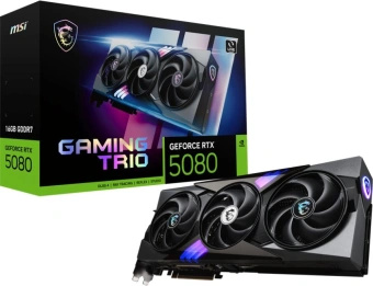 Видеокарта MSI PCI-E 5.0 RTX 5080 16G GAMING TRIO NVIDIA GeForce RTX 5080 16Gb 256bit GDDR7 2617/30000 HDMIx1 DPx3 HDCP Ret - купить недорого с доставкой в интернет-магазине