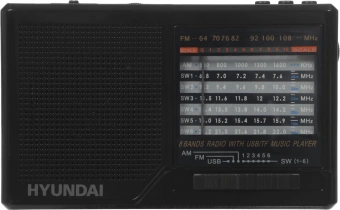 Радиоприемник портативный Hyundai H-PSR140 черный USB microSD - купить недорого с доставкой в интернет-магазине