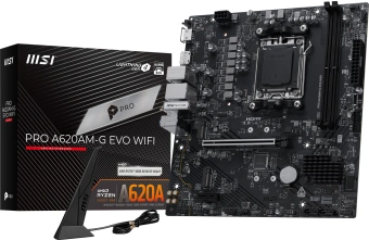 Материнская плата MSI PRO A620AM-G EVO WIFI Socket AM5 AMD A620A 2xDDR5 mATX AC`97 8ch(7.1) 2.5Gg RAID+VGA+HDMI+DP - купить недорого с доставкой в интернет-магазине