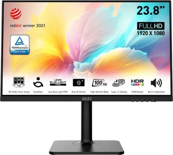 Монитор MSI 23.8" Modern MD2412P черный IPS LED 1ms 16:9 HDMI M/M матовая HAS Piv 300cd 178гр/178гр 1920x1080 100Hz FreeSync FHD USB 4.65кг - купить недорого с доставкой в интернет-магазине