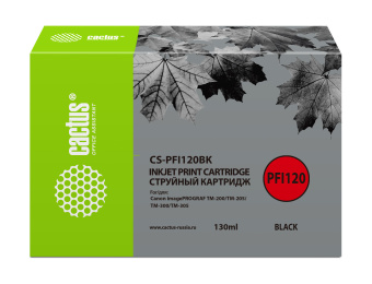 Картридж струйный Cactus CS-PFI120BK PFI-120BK черный (130мл) для Canon imagePROGRAF TM-200/TM-205/TM-300/TM-305 - купить недорого с доставкой в интернет-магазине