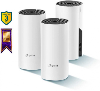 Бесшовный Mesh роутер TP-Link Deco M4 (DECO M4(3-PACK)) AC1200 10/100/1000BASE-TX белый (упак.:3шт) - купить недорого с доставкой в интернет-магазине