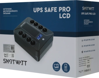 Источник бесперебойного питания Smartwatt Safe Pro LCD 600Вт 1000ВА черный - купить недорого с доставкой в интернет-магазине