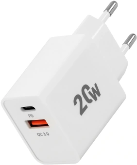 Сетевое зар./устр. Digma DGW2D 20W 3A+1A (PD+QC) USB-C/USB-A универсальное белый (DGW2D0F110WH) - купить недорого с доставкой в интернет-магазине