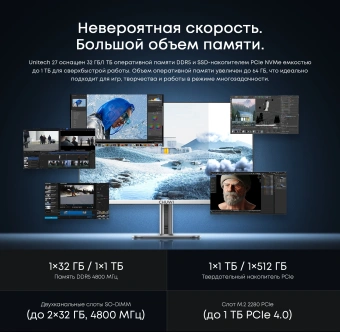 Моноблок Chuwi Unitech 27 27" 2K Ryzen 5 6600H (3.3) 16Gb SSD512Gb 660M Windows 11 Pro GbitEth WiFi BT 48W клавиатура мышь Cam серебристый/черный 2560x1440 - купить недорого с доставкой в интернет-магазине