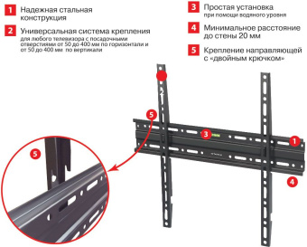 Кронштейн для телевизора Arm Media PLASMA-3 new черный 22"-65" макс.55кг настенный фиксированный - купить недорого с доставкой в интернет-магазине