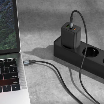 Кабель Hoco Spear X86 TYPE-C TO TYPE-C USB Type-C (m)-USB Type-C (m) 1м черный коробка - купить недорого с доставкой в интернет-магазине