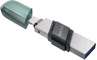 Флеш Диск Sandisk 64GB iXpand SDIX90N-064G-GN6NK USB3.1 зеленый/серебристый - купить недорого с доставкой в интернет-магазине