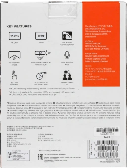 Камера Web Creative Live! Cam 4K VF0990 черный 8Mpix (3840x2160) USB2.0 с микрофоном (73VF099000000) - купить недорого с доставкой в интернет-магазине