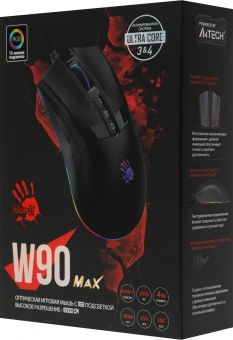 Мышь A4Tech Bloody W90 Max черный оптическая 10000dpi USB 7but (W90 MAX ( STONE BLACK)) - купить недорого с доставкой в интернет-магазине