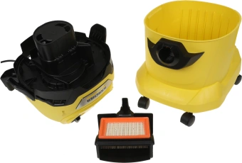 Строительный пылесос Karcher WD 4 V-20/5/22 1000Вт (уборка: сухая/сбор воды) желтый - купить недорого с доставкой в интернет-магазине