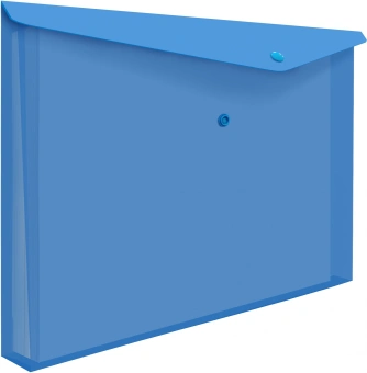 Конверт на кнопке Бюрократ -PK860BLU/1 A4 гориз. расшир. пластик 0.18мм синий - купить недорого с доставкой в интернет-магазине