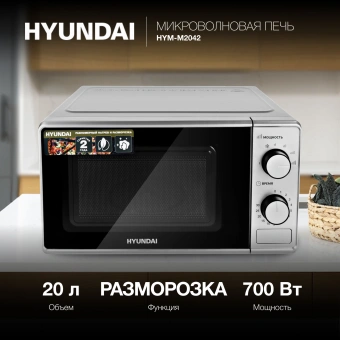 Микроволновая Печь Hyundai HYM-M2042 20л. 700Вт серебристый - купить недорого с доставкой в интернет-магазине