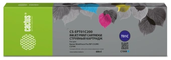 Картридж струйный Cactus CS-EPT01C200 T01C2 голуб.пигм. (68мл) для Epson WorkForce Pro WF-C529RDTW/WF-C579RD2TWF/WF-C579RDTWF Pro с чипом - купить недорого с доставкой в интернет-магазине