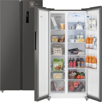 Холодильник Weissgauff WSBS 500 Inverter NoFrost Dark Grey 2-хкамерн. серый стекло инвертер - купить недорого с доставкой в интернет-магазине