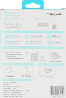 Числовой блок A4Tech FGK21C белый USB беспроводная slim для ноутбука - купить недорого с доставкой в интернет-магазине