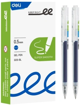 Ручка гелев. автоматическая Deli EG05-BL прозрачный d=0.5мм син. черн. - купить недорого с доставкой в интернет-магазине