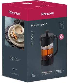 Френч-пресс Rondell Kontur RDS-2076 0.6л черный - купить недорого с доставкой в интернет-магазине