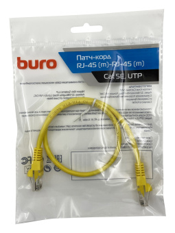 Патч-корд Buro UTP 4 пары cat5E CCA molded 0.5м желтый RJ-45 (m)-RJ-45 (m) - купить недорого с доставкой в интернет-магазине