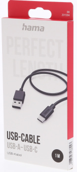 Кабель Hama H-201594 00201594 USB-A-USB-C 1м черный - купить недорого с доставкой в интернет-магазине