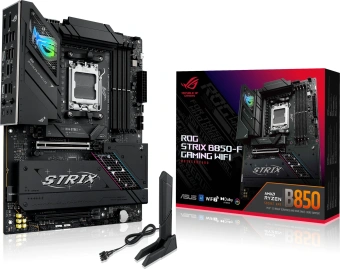 Материнская плата Asus ROG STRIX B850-F GAMING WIFI SocketAM5 AMD B850 4xDDR5 ATX AC`97 8ch(7.1) 2.5Gg RAID+HDMI+DP - купить недорого с доставкой в интернет-магазине