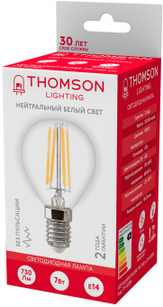 Лампа филам. Thomson Filament TH-B2084 7Вт цок.:E14 шар 220B св.свеч.бел.нейт. Globe (упак.:1шт) - купить недорого с доставкой в интернет-магазине